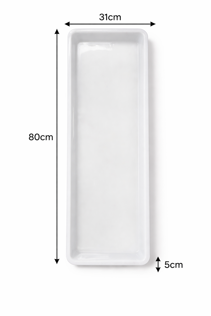 Heavy Duty Plastic Butcher Tray – Long Meat & Deli Display Tray (White)