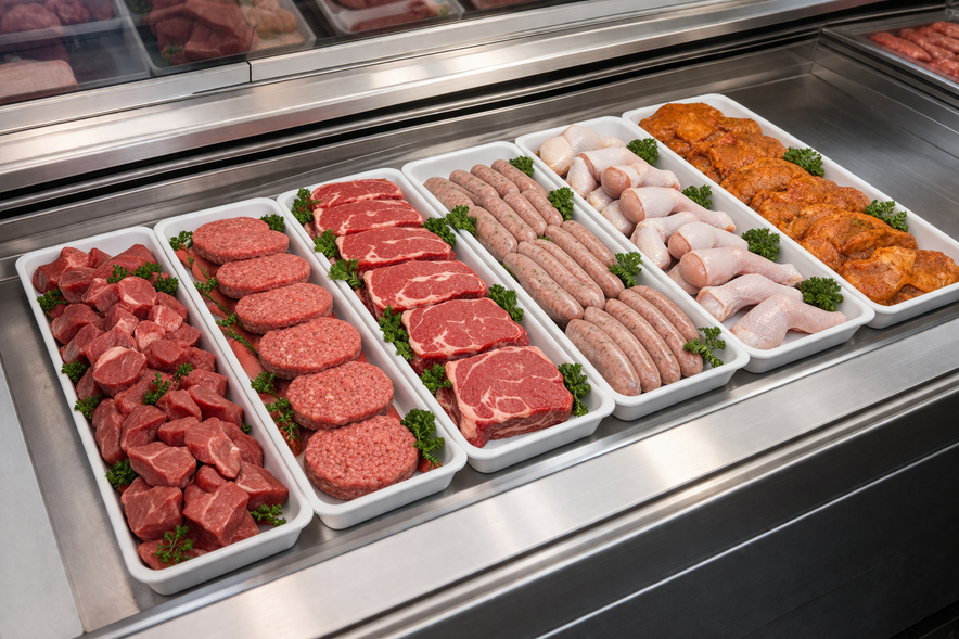Heavy Duty Plastic Butcher Tray – Long Meat & Deli Display Tray (White)