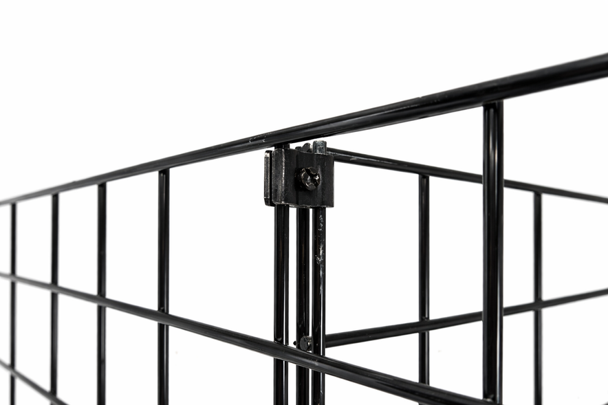6ft H-Shape Grid Mesh Gondola Display Stand with Wheels – Double-Sided Retail Gridwall Merchandiser with Shelves