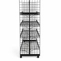 7ft H-Shape Grid Mesh Gondola Display Stand with Wheels – Double-Sided Retail Gridwall Merchandiser with Shelves