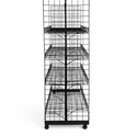 8ft H-Shape Grid Mesh Gondola Display Stand with Wheels – Double-Sided Retail Gridwall Merchandiser with Shelves
