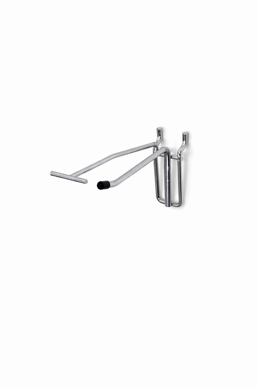6 Inch Heavy Duty Chrome Single Prong Pegboard Hook with Overhead Arm for Price Holder