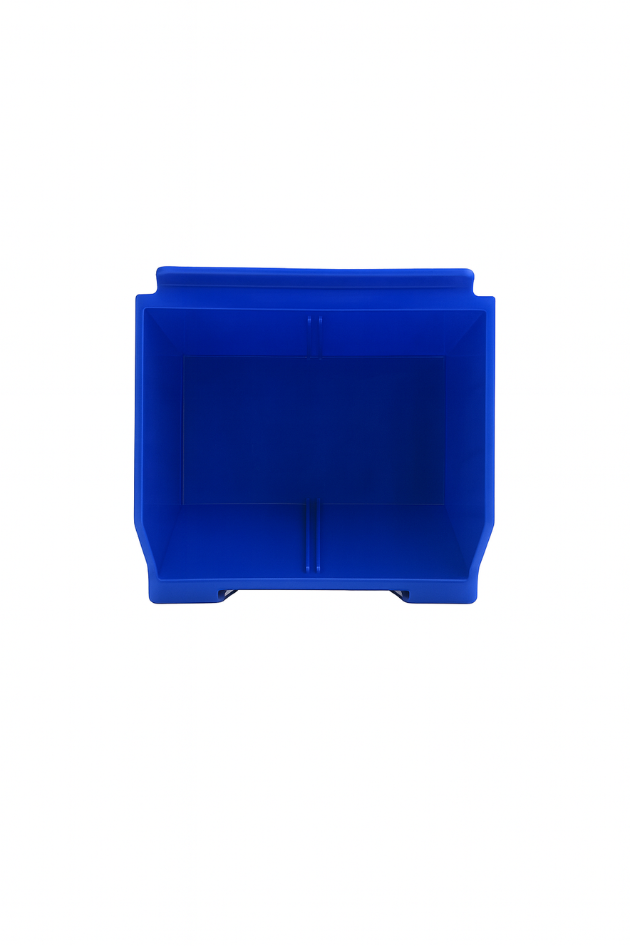 Slatwall Storbox Stackable Plastic Storage Bin – White / Clear / Red / Blue