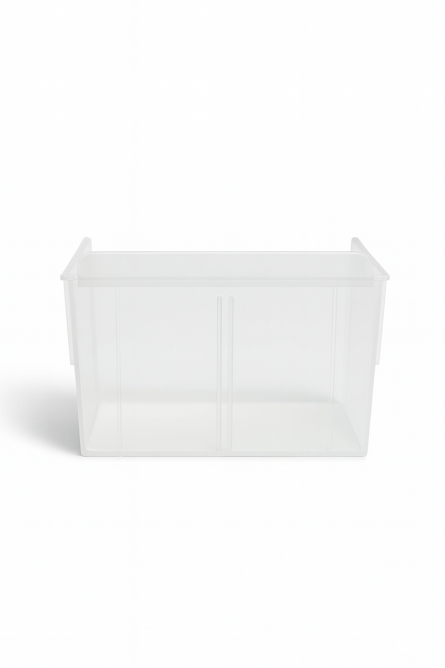 Slatwall Storbox Stackable Plastic Storage Bin – White / Clear / Red / Blue