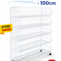 White 5 Tier Stackable Wire Basket Display Stand – 100cm