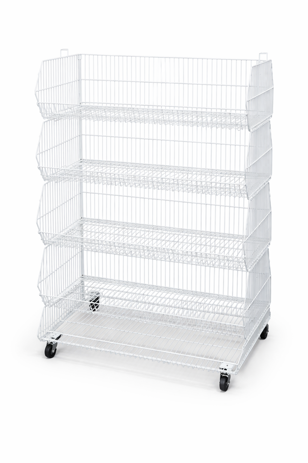 Pallet Of 100cm Stackable Baskets Black/White/Chrome Colour