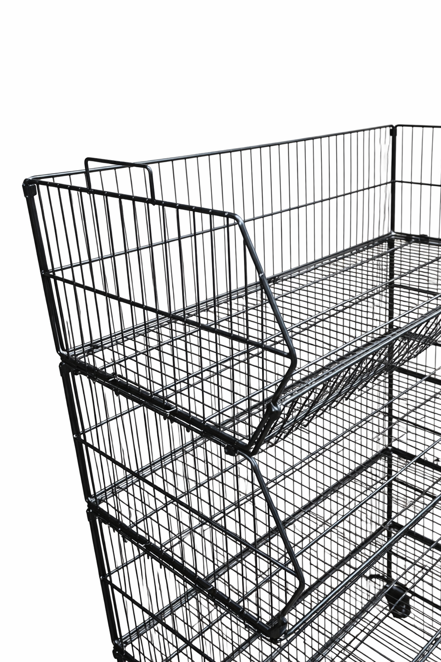 Pallet Of 100cm Stackable Baskets Black/White/Chrome Colour