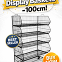 Black 5 Tier Stackable Wire Basket Display Stand – 100cm