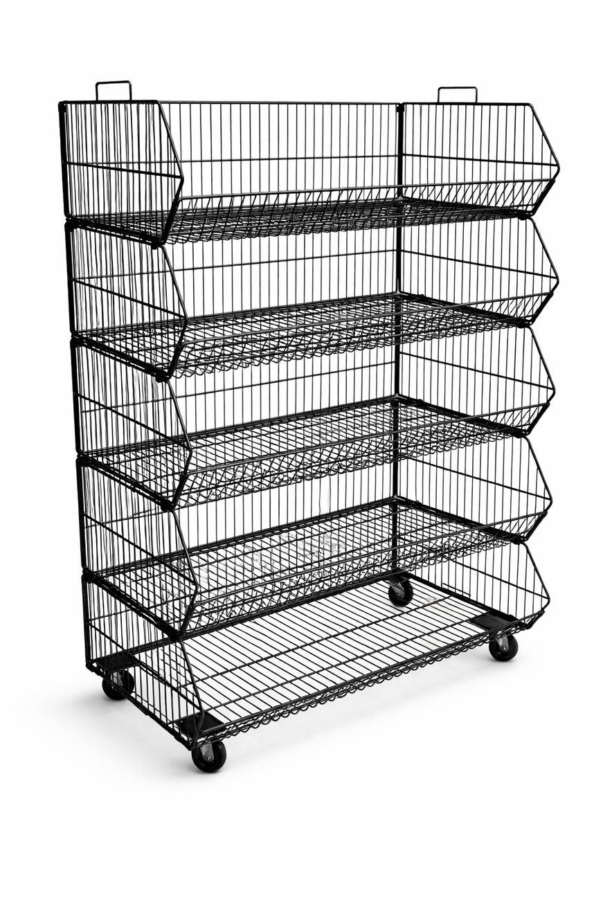 Pallet Of 100cm Stackable Baskets Black/White/Chrome Colour