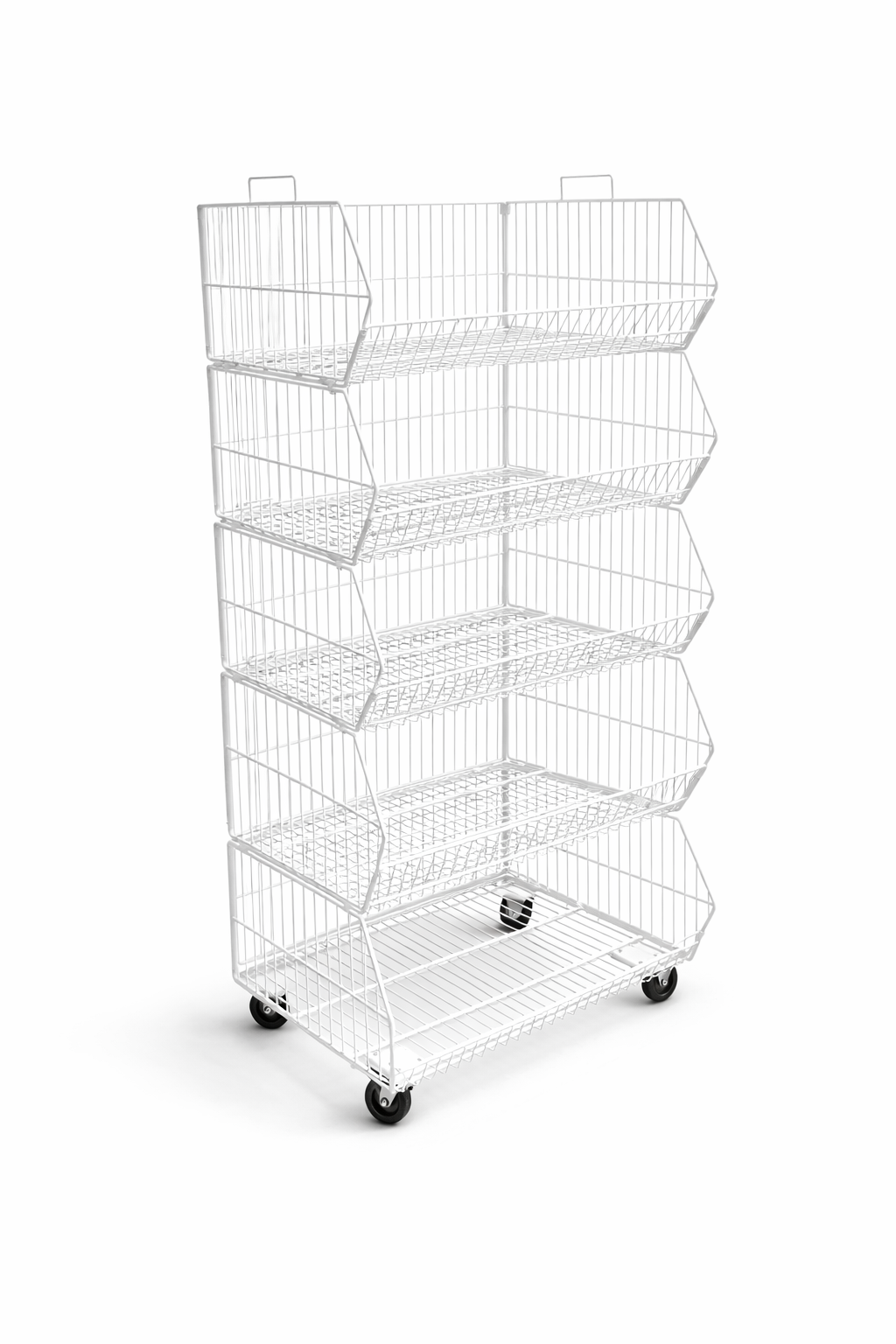 Pallet Of 60cm Stackable Baskets Black/White/Chrome Colour