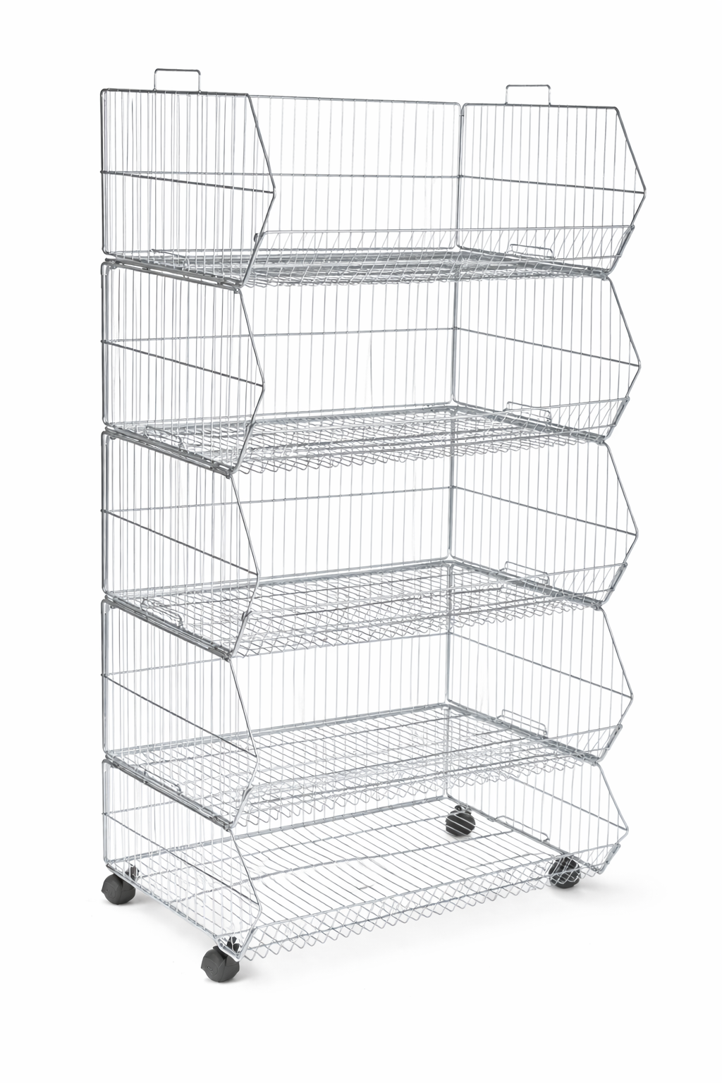 5 Tier Stackable Zinc Display Baskets – 100cm Retail Storage & Merchandising Stand