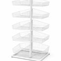 White 5-Tier Double-Sided Wire Basket Display Stand