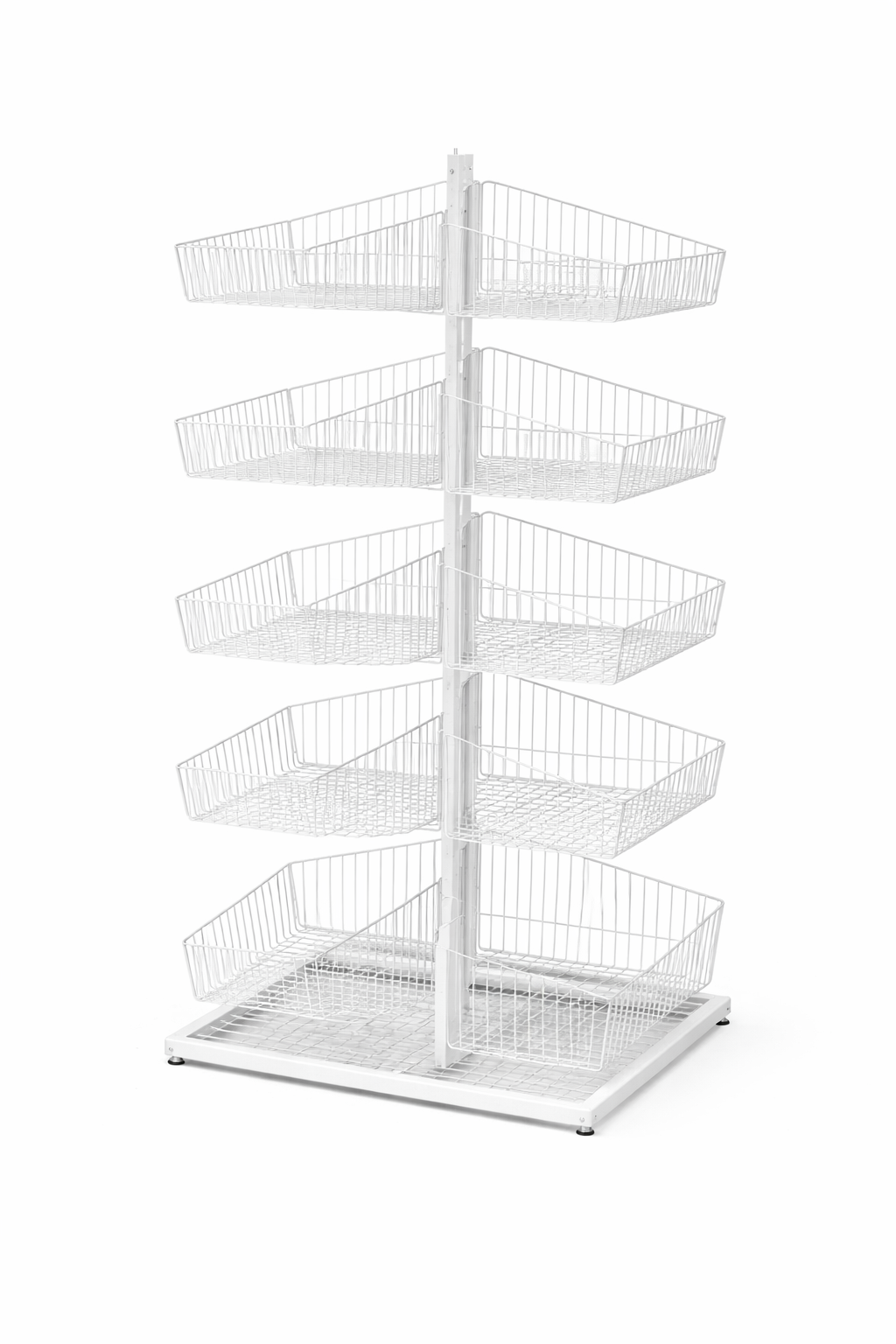 White 5-Tier Double-Sided Wire Basket Display Stand