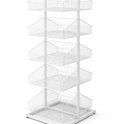 White 5-Tier Double-Sided Wire Basket Display Stand