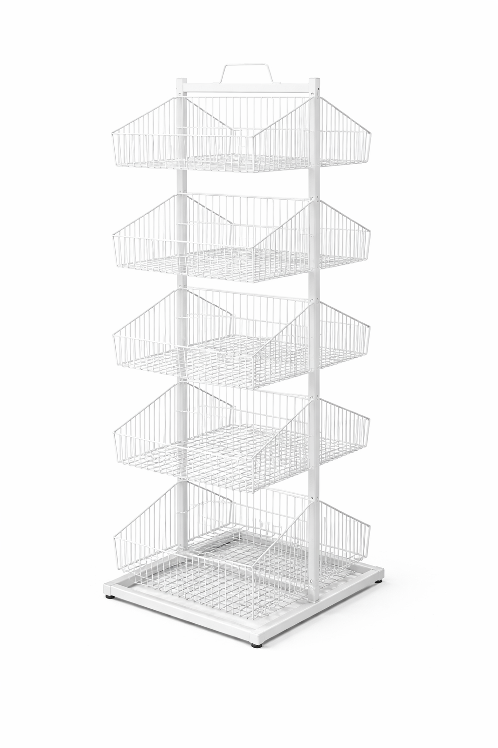 White 5-Tier Double-Sided Wire Basket Display Stand
