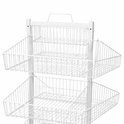 White 5-Tier Double-Sided Wire Basket Display Stand