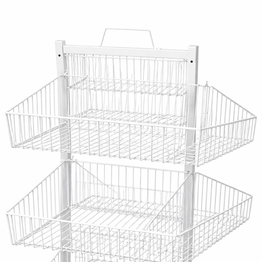 White 5-Tier Double-Sided Wire Basket Display Stand