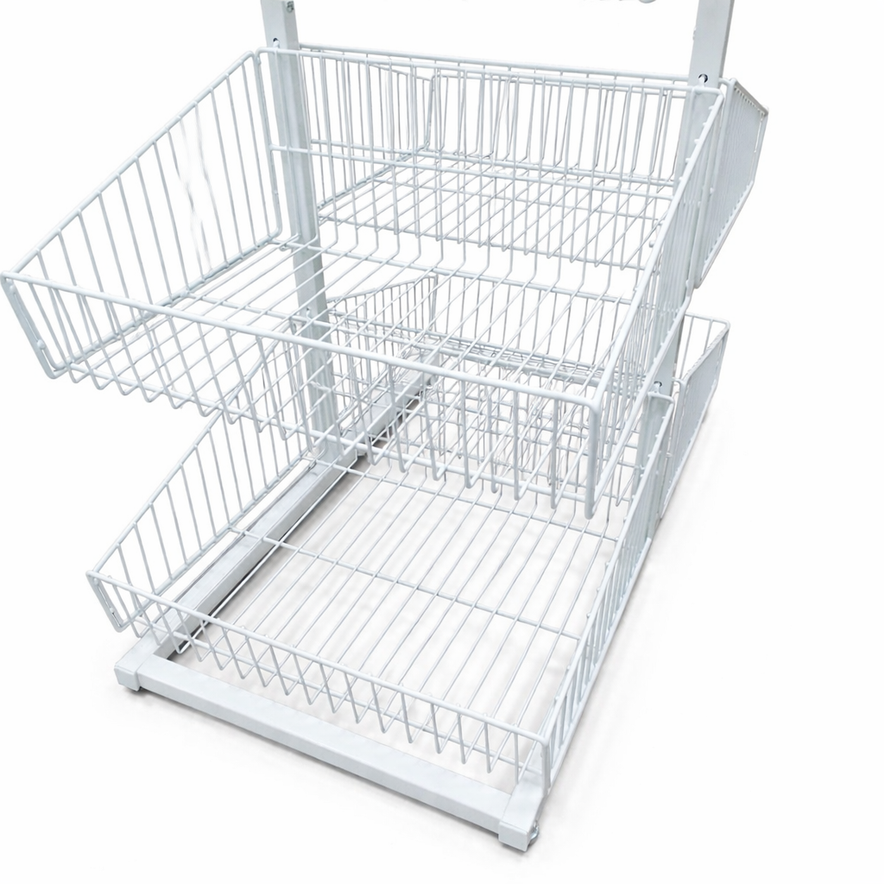 White 5-Tier Double-Sided Wire Basket Display Stand