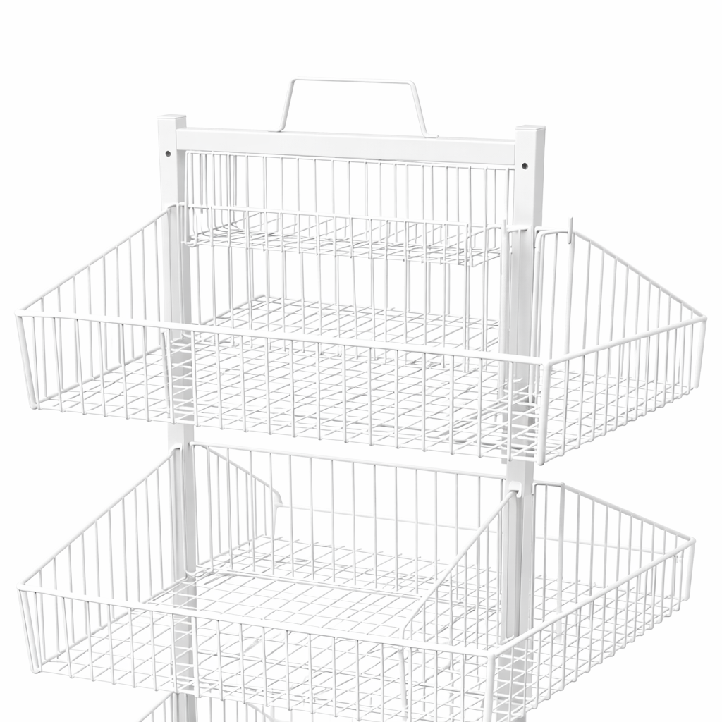 White 5-Tier Double-Sided Wire Basket Display Stand