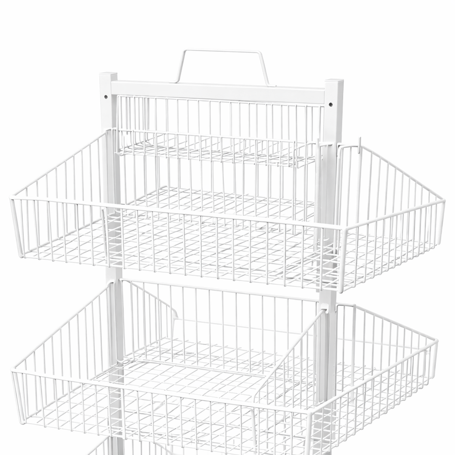 White 5-Tier Double-Sided Wire Basket Display Stand