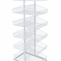White 5-Tier Double-Sided Wire Basket Display Stand