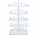 White 5-Tier Double-Sided Wire Basket Display Stand