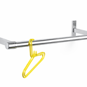 25mm Wall Mounted Clothes Rail Chrome Garment Hanging Bar
