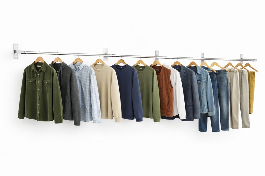 32mm Wall Mounted Clothes Rail Chrome Garment Hanging Bar