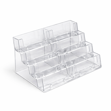 8-Pocket 4-Tier Landscape Business Card Holder for Efficient Desktop Display and Organization