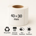 230 Plain White 40×30 mm Thermal Self-Adhesive Labels