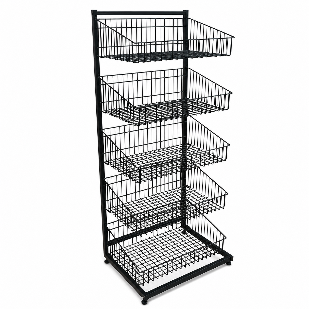 Black 5-Tier Single-Sided Wire Basket Display Stand – 65cm