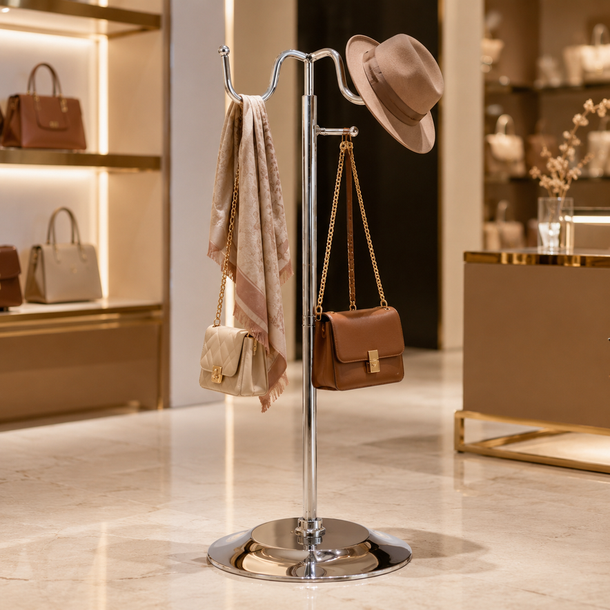 Adjustable 2-Hook Handbag & Accessory Display Stand