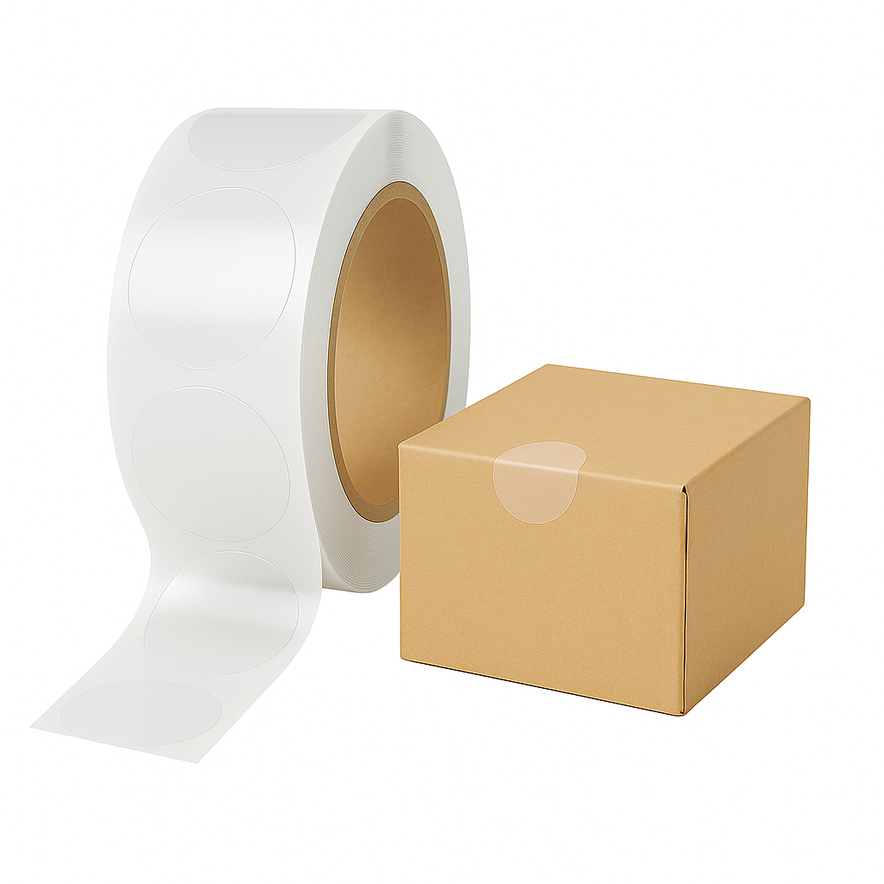 Clear Round Stickers – Tamper-Proof, (45mm) Self-Adhesive 500 stickers