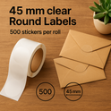 Clear Round Stickers – Tamper-Proof, (45mm) Self-Adhesive 500 stickers