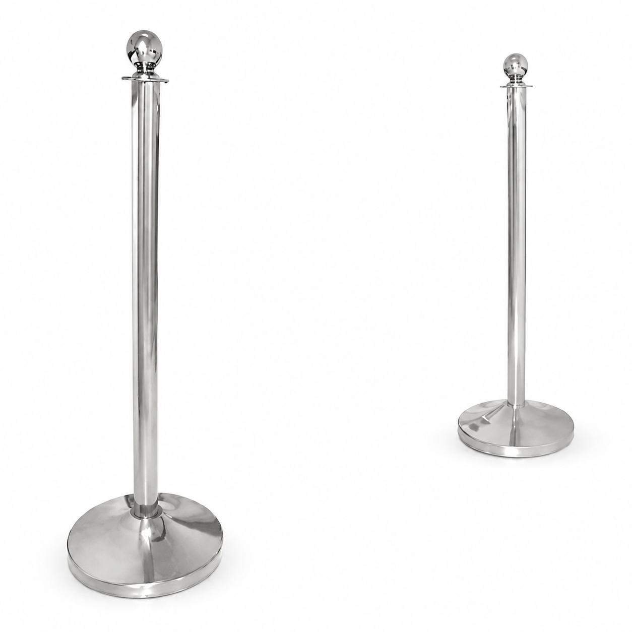 Premium Chrome Stainless Steel Queue Barrier Posts – Polished Crowd Control Stanchions
