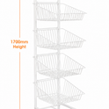 5 Tier Basket Stand White Shop Display for Bread, Snacks, Clothes or Toys