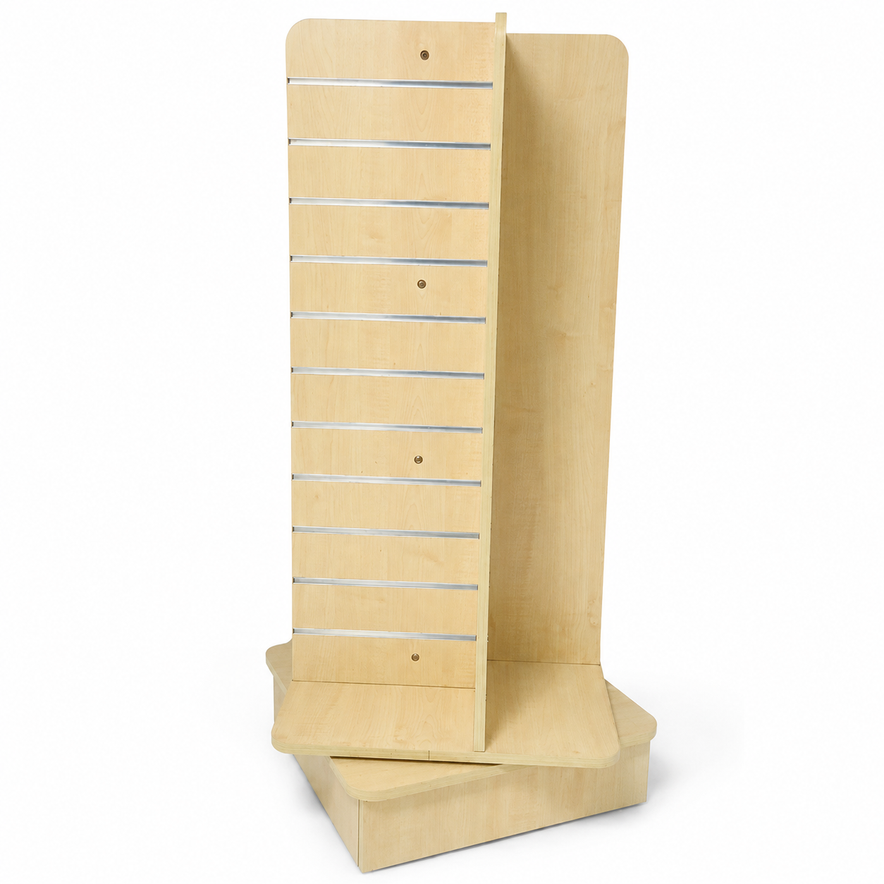 Maple 4-Way Rotated Slimline Slatwall Gondola with Aluminium Inserts – 1.68m² Display Area
