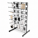 4ft Black Grid Mesh Panel Display Stand with T-Leg & 28 x 12" Single Prong Hooks