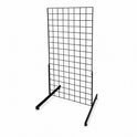 4ft Black Grid Mesh Panel Display Stand with T-Leg & 28 x 8" Single Prong Hooks
