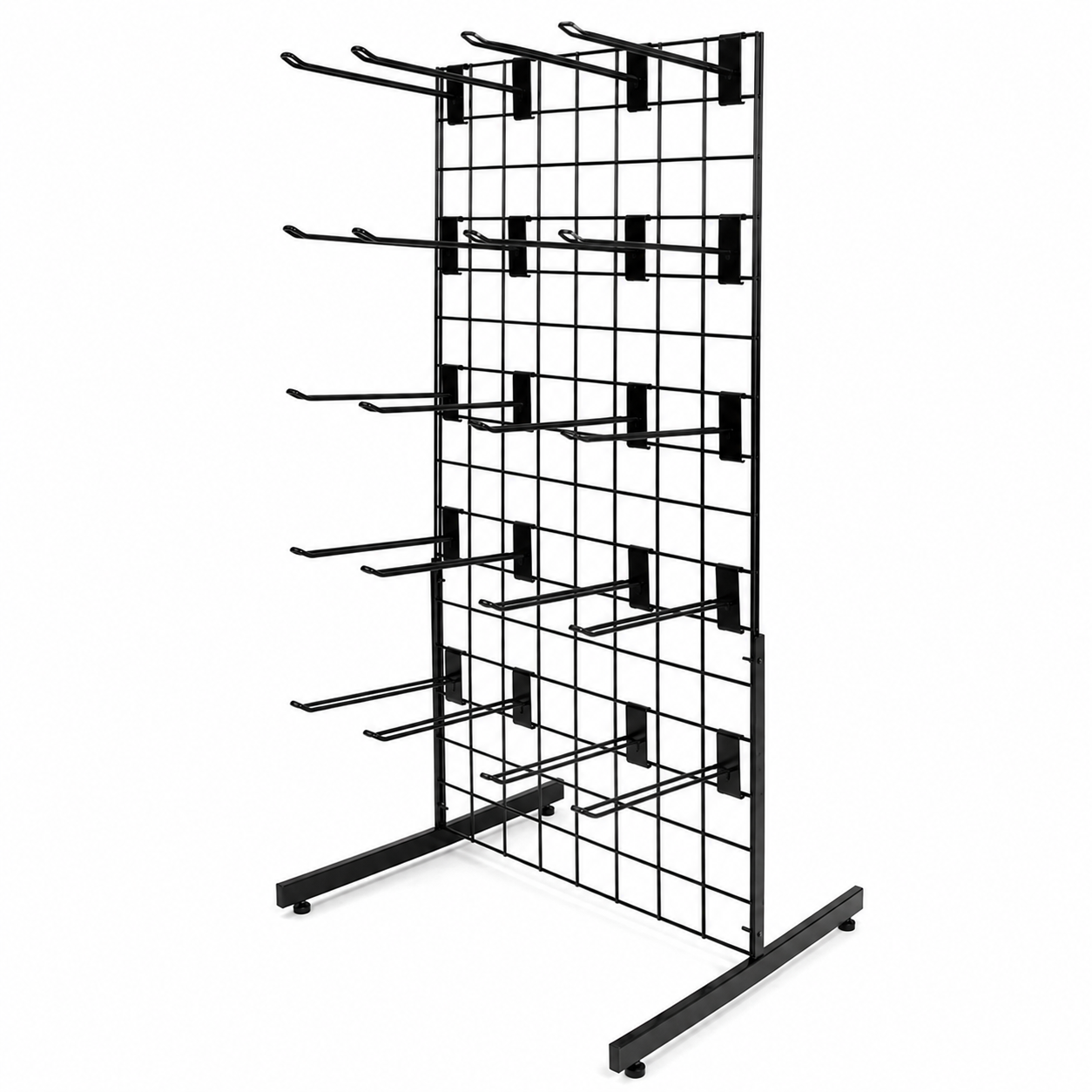 4ft Black Grid Mesh Panel Display Stand with T-Leg & 20 x 10" Euro Hooks