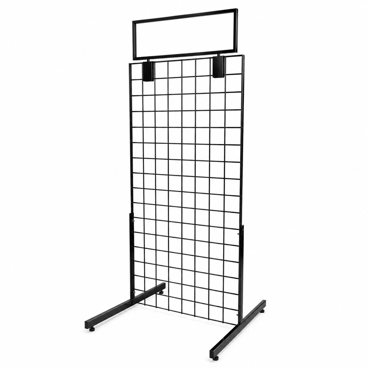 4ft Black Grid Mesh Panel Display Stand with T-Leg & Card Header Displays