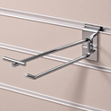 Heavy Duty Chrome Slatwall Single Prong Hook with Overhead Price Arm