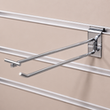Heavy Duty Chrome Slatwall Single Prong Hook with Overhead Price Arm