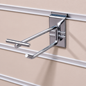 Heavy Duty Chrome Slatwall Single Prong Hook with Overhead Price Arm