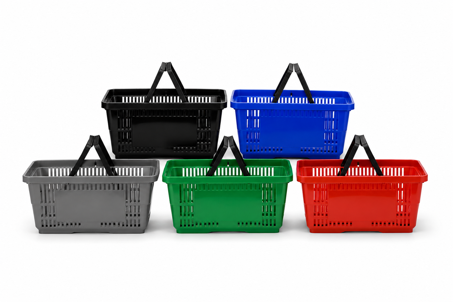 Plastic Shopping Basket with Handles – 28L Retail Carry Basket – Available in Multiple Colours