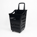 68L Black  Shopping Basket with Wheels & Extendable Telescopic Handle – Plastic Rolling Basket