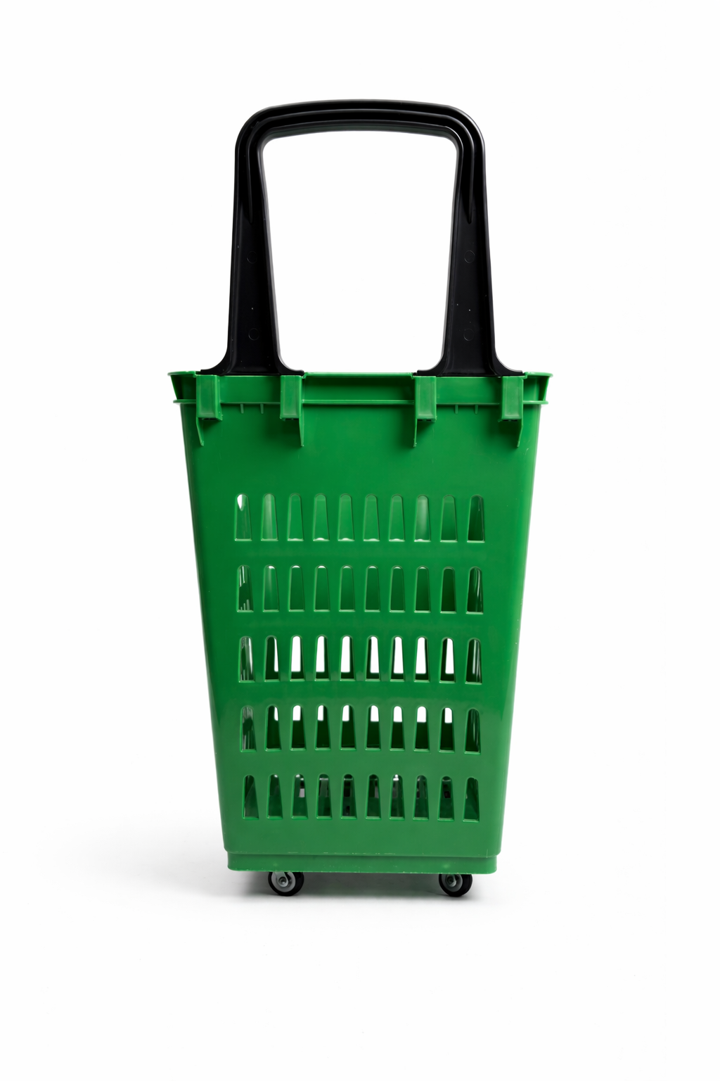 68L Green  Shopping Basket with Wheels & Extendable Telescopic Handle – Plastic Rolling Basket