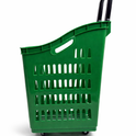 68L Shopping Basket with Wheels & Extendable Handle Plastic Rolling Retail Basket 5 Colours