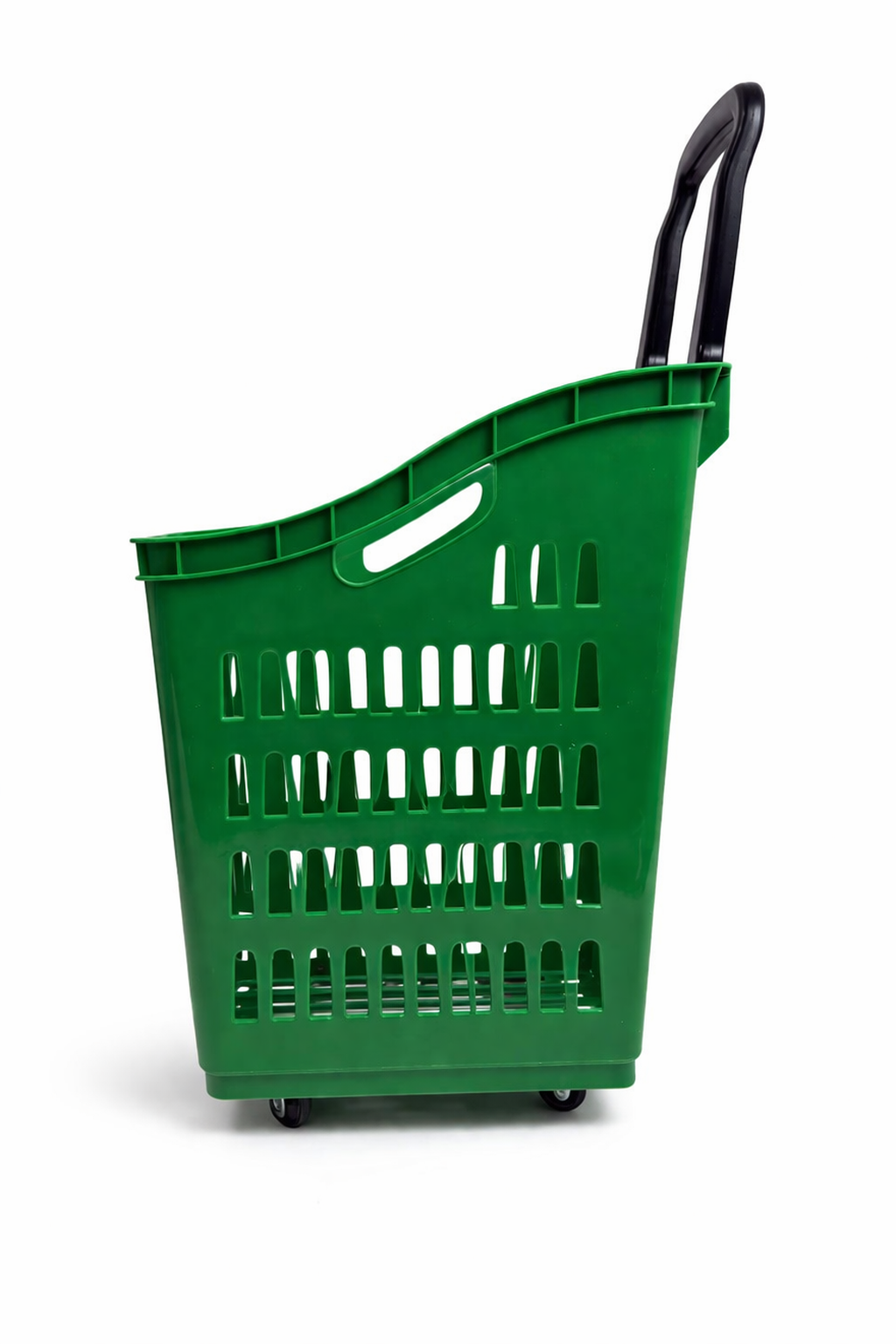 68L Shopping Basket with Wheels & Extendable Handle Plastic Rolling Retail Basket 5 Colours