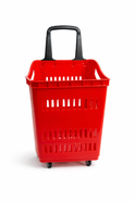 68L Shopping Basket with Wheels & Extendable Handle Plastic Rolling Retail Basket 5 Colours